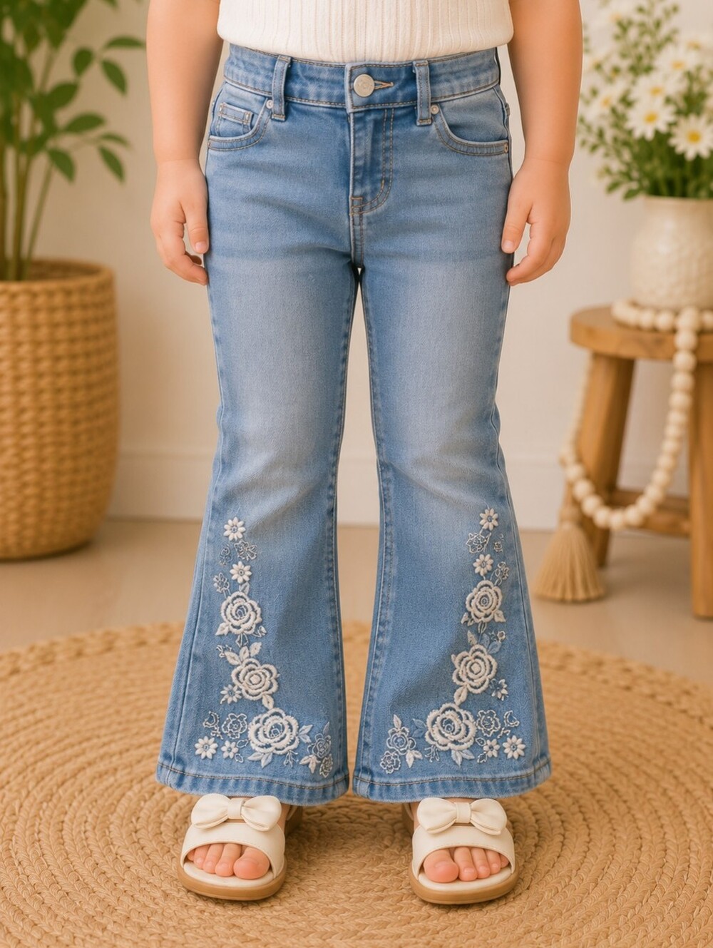 Squeeze Girls NWT Floral Embroidered Flare Jeans Size 2T
